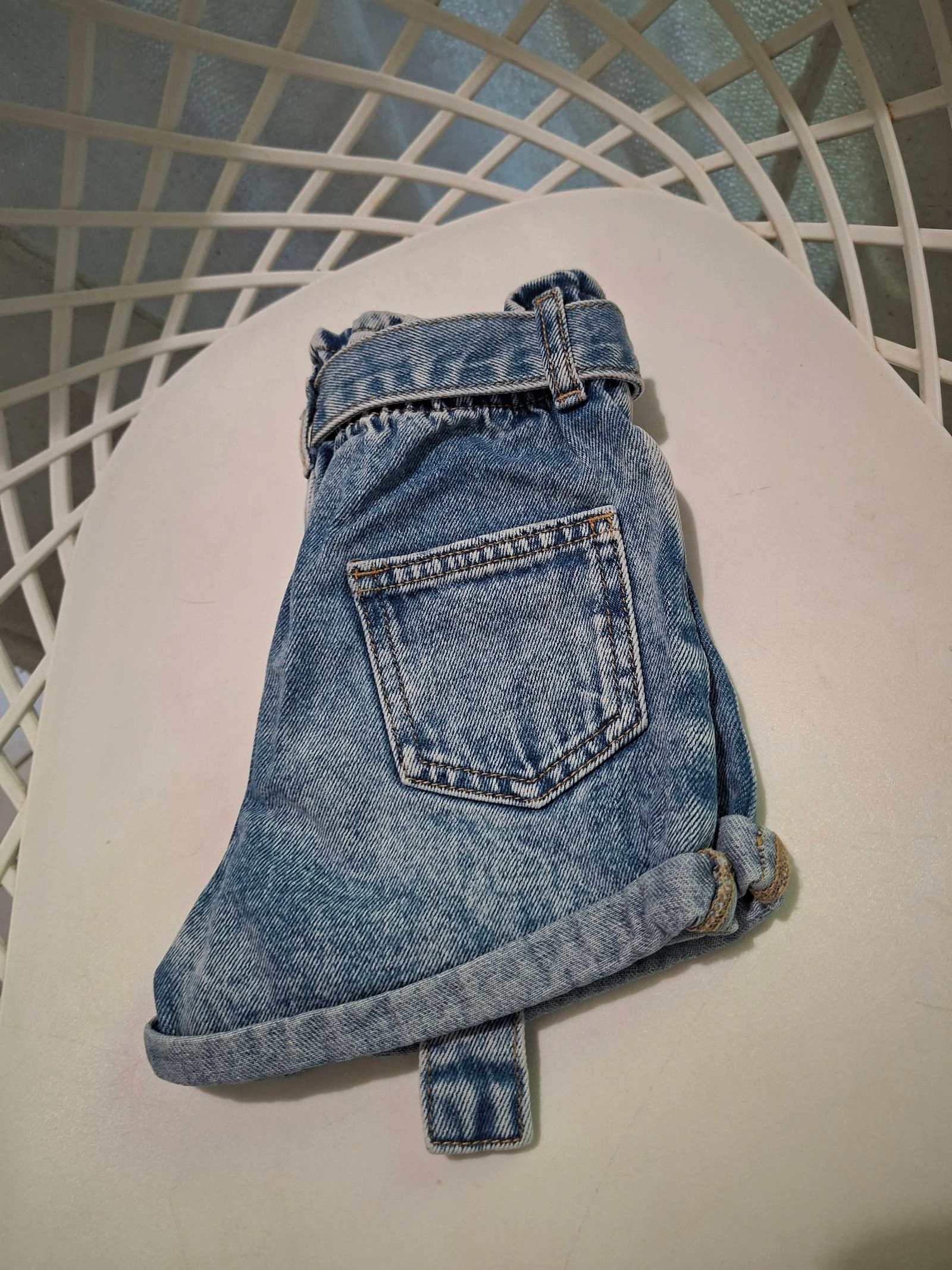 River Island Mini 18-24 months 92 cm blue high-waisted denim shorts – photo 8